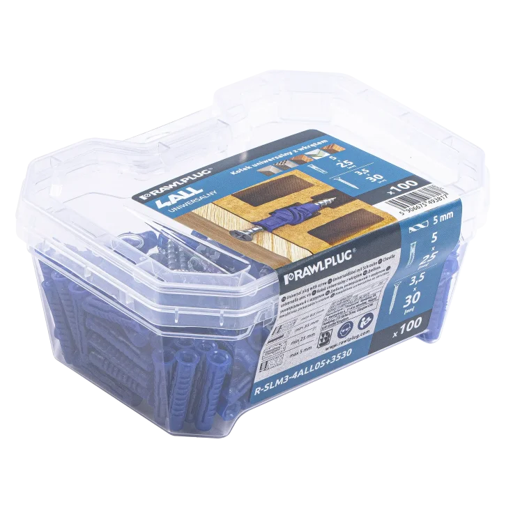 4ALL universāls dībelis ar skrūvi PVC Kastē